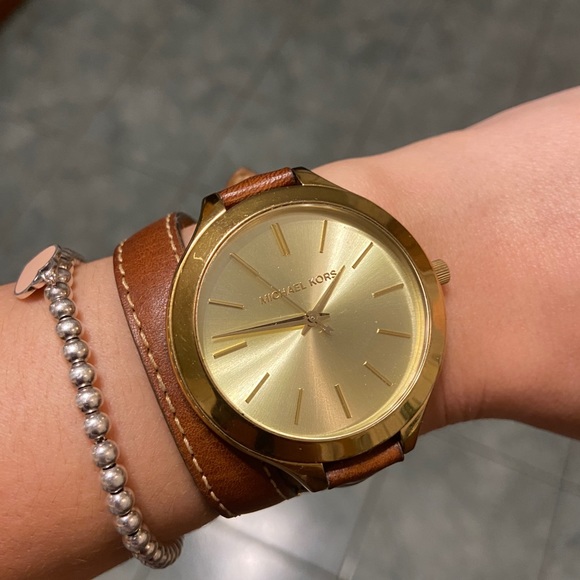 Michael Kors leather wrap watch